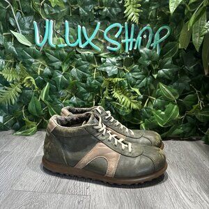Vintage Camper Pelotas Green Distressed Leather Boots Men Trainers Size 41 / 8